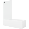 Mexen Vega téglalap alakú kád 180 x 80 cm burkolattal és 1-szárnyú paravánnal 100 cm, átlátszó, fekete