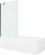 Mexen Vega téglalap alakú kád 180 x 80 cm burkolattal és 1 szárnyú paravánnal 100 cm, átlátszó, fekete