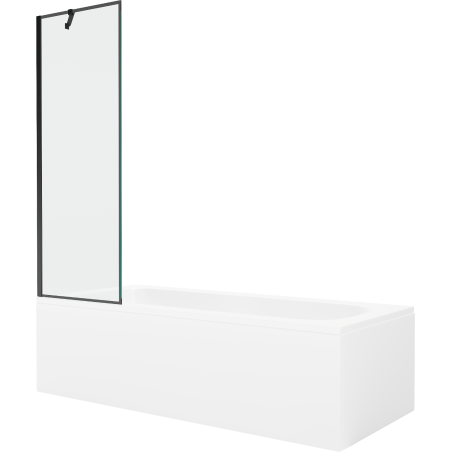 Mexen Vega cadă dreptunghiulară 180 x 80 cm cu carcasă și paravan cu 1 canat 60 cm, model negru - 550118080X9506007070