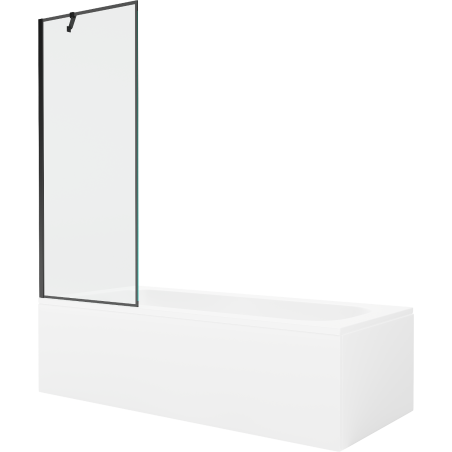 Mexen Vega téglalap alakú kád 180 x 80 cm burkolattal és 1-szárnyas paravánnal 70 cm, fekete minta - 550118080X9507007070