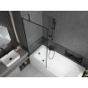 Mexen Vega téglalap alakú 180 x 80 cm-es kád burkolattal és 1-szárnyas paravánnal, fekete mintával - 550118080X9508007070