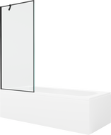 Mexen Vega cadă dreptunghiulară de 180 x 80 cm cu panouri si paravan cu 1 aripă 80 cm, Model negru - 550118080X9508007070