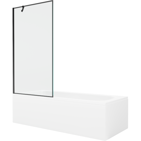 Mexen Vega cadă dreptunghiulară 180 x 80 cm cu carcasă și paravan cu 1 panou 90 cm, model negru - 550118080X9509007070