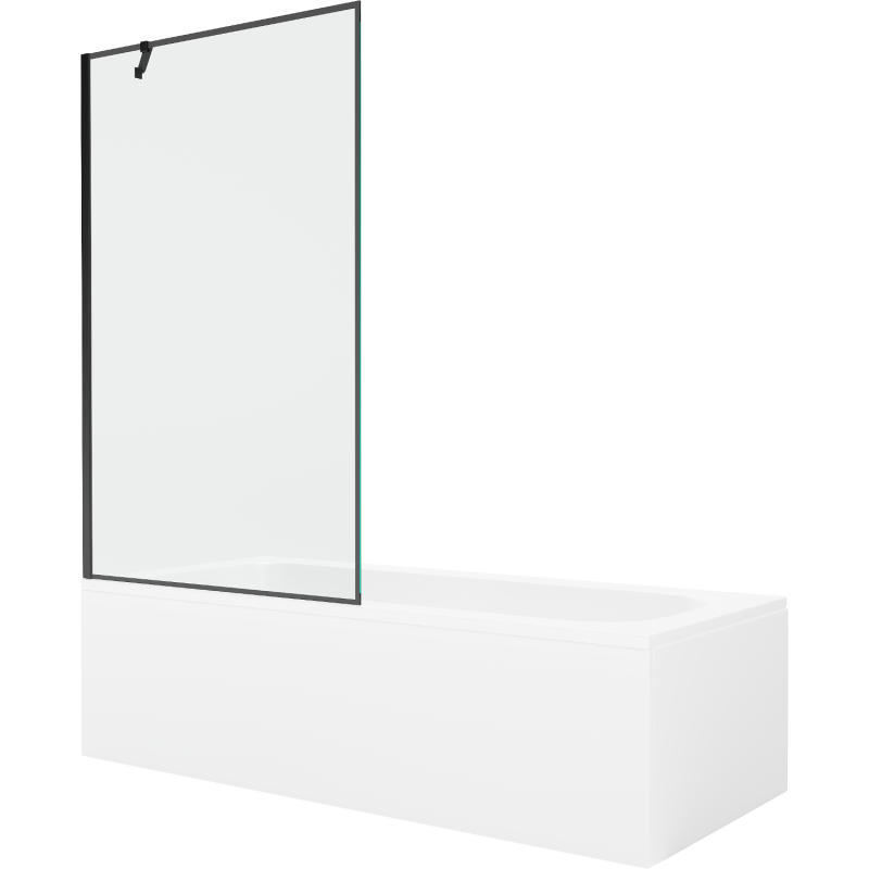 Cadă dreptunghiulară Mexen Vega 180 x 80 cm cu panou și ecran cu 1 aripă 100 cm, model negru - 550118080X9510007070
