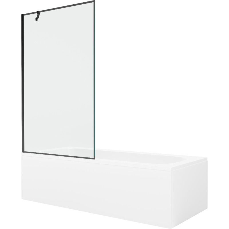 Mexen Vega téglalap alakú fürdőkád 180 x 80 cm burkolattal és egy szárnyas paravánnal 100 cm, fekete minta
