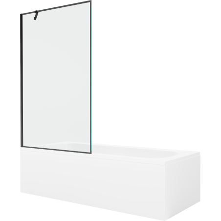 Mexen Vega cada dreptunghiulară 180 x 80 cm cu carcasă și paravan cu 1 panou de 100 cm, model negru - 550118080X9510007070