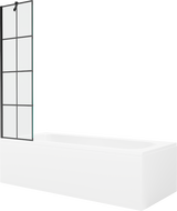 Mexen Vega cadă dreptunghiulară 180 x 80 cm cu panou și paravan cu 1 aripă 50 cm, model negru - 550118080X9505007077