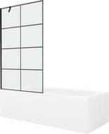 Mexen Vega cadă dreptunghiulară de 180 x 80 cm cu panouri si paravan cu 1 aripă 100 cm, Model negru - 550118080X9510007077