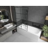 Mexen Vega cadă dreptunghiulară 180 x 80 cm cu mască și paravan cu un panou de 100 cm, model negru - 550118080X9510007077