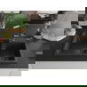 Mexen Tomas chiuvetă de granit cu 2 compartimente și baterie de bucătărie Flora, negru/metal argintiu - 6516-73-670401-07-B