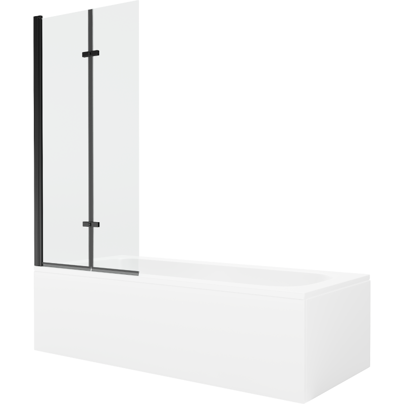 Cadă dreptunghiulară Mexen Vega 150 x 70 cm cu carcasă și paravan cu 2 uși 80 cm, transparent, negru - 550115070X9208027000
