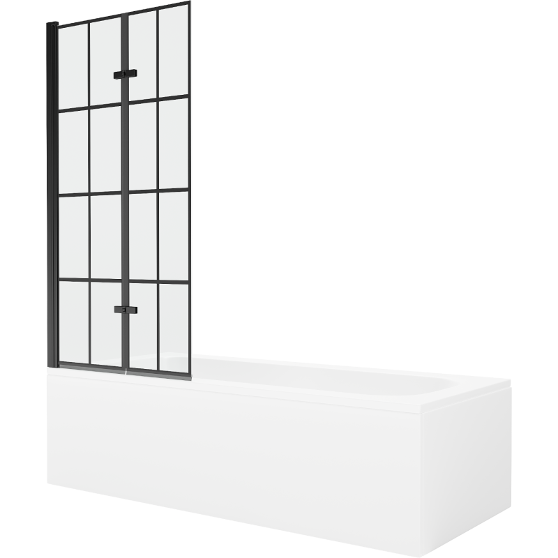 Mexen Vega cadă dreptunghiulară de 150 x 70 cm cu panouri si paravan cu 2 aripi 80 cm, Model negru - 550115070X9208027077