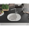 Mexen Kevin chiuvetă de bucătărie din granit cu 1 compartiment, cu picurător și baterie Flora, alb - 6517-20-670401-06