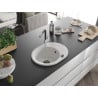 Mexen Kevin chiuvetă de granit cu un compartiment, cu picurător și baterie de bucătărie Flora, Albă - 6517-20-670401-07-B