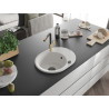 Mexen Kevin chiuvetă de granit cu 1 cuvă, cu scurgător și baterie de bucătărie Flora, albă - 6517-20-670401-57-B