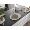 Mexen Kevin chiuvetă de granit cu un compartiment, cu picurător și baterie de bucătărie Flora, Bej - 6517-69-670401-00
