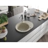 Mexen Kevin chiuvetă de granit cu un compartiment, cu picurător și baterie de bucătărie Flora, Bej - 6517-69-670401-07