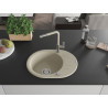 Mexen Kevin chiuvetă de granit cu o cuvă și scurgător, cu baterie Flora, bej - 6517-69-670401-09