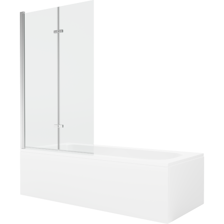 Mexen Vega cadă dreptunghiulară de 160 x 70 cm cu panouri si paravan cu 2 aripi 100 cm, transparent, crom - 550116070X9210020100