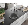 Mexen Kevin chiuvetă de granit cu un compartiment, cu picurător și baterie de bucătărie Flora, Gri - 6517-71-670401-06