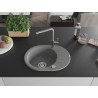 Mexen Kevin chiuvetă din granit cu 1 compartiment cu scurgător și baterie de bucătărie Flora, gri - 6517-71-670401-06