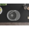 Mexen Kevin chiuvetă de granit cu un compartiment, cu picurător și baterie de bucătărie Flora, Gri - 6517-71-670401-06