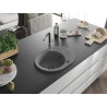 Mexen Kevin chiuvetă de bucătărie din granit cu 1 compartiment, cu scurgător și baterie Flora, gri - 6517-71-670401-07-B