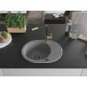 Mexen Kevin chiuvetă de granit cu 1 compartiment, cu scurgător și baterie de bucătărie Flora, gri - 6517-71-670401-57-B