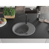 Mexen Kevin chiuvetă de granit cu 1 compartiment și scurgător și baterie de bucătărie Flora, gri - 6517-71-670401-70-B