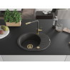 Mexen Kevin chiuvetă de granit cu o cuvă și baterie de bucătărie Flora, negru cu pete - 6517-76-670401-75-G