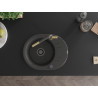Mexen Kevin chiuvetă de granit cu 1 compartiment, cu scurgător și baterie de bucătărie Flora, negru pătat