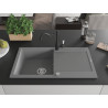 Mexen Leo chiuvetă de granit cu 1 compartiment cu picurător și baterie de bucătărie Carla, gri - 6501-71-670700-70