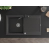 Mexen Leo chiuveta de bucătărie din granit cu 1 cuvă cu scurgător și baterie de bucătărie Carla, negru pătat