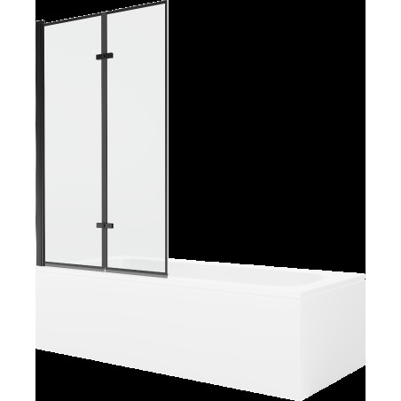 Mexen Vega cadă dreptunghiulară de 160 x 70 cm cu panouri si paravan cu 2 aripi 100 cm, Model negru - 550116070X9210027070