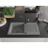 Mexen Pablo chiuvetă de granit cu un compartiment, cu picurător și baterie de bucătărie Carla, gri - 6510-71-670700-70-B