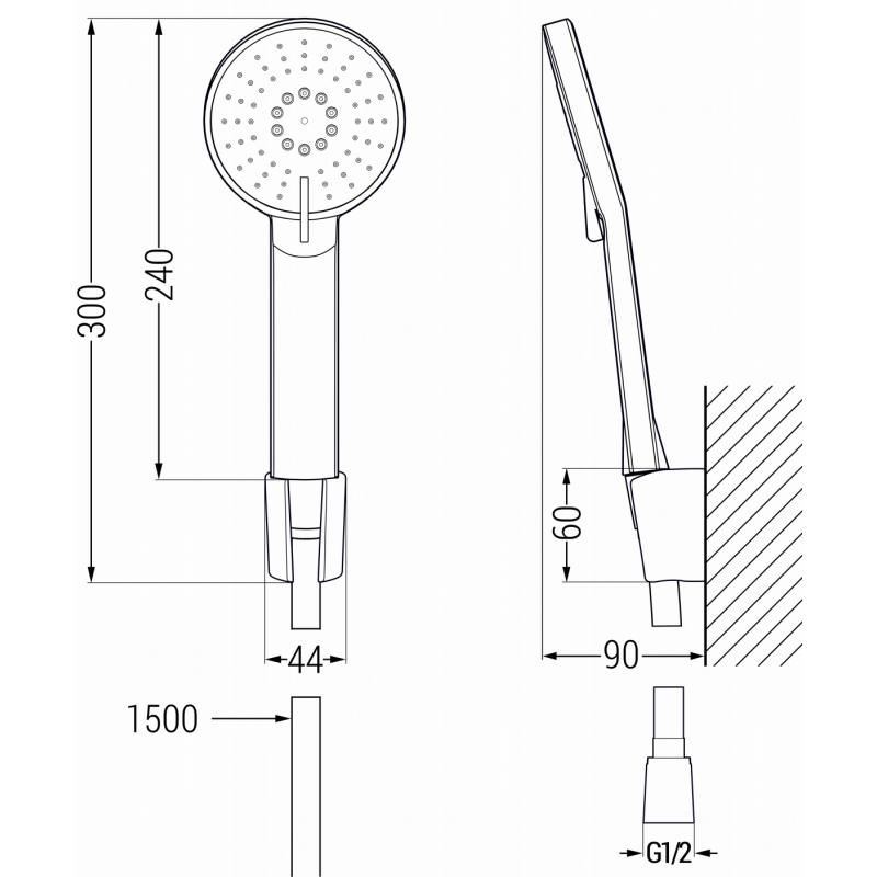 Mexen Royo R40 baterie de baie cu set de duș, albă - 7223R40-20