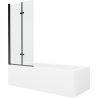 Mexen Vega cadă dreptunghiulară 170 x 70 cm cu panou și paravan cu 2 uși de 80 cm, transparent, negru - 550117070X9208027000