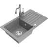 Mexen Pablo egymedencés gránit mosogató csepegtetővel és Carla konyhai csapteleppel, szürke - 6510-71-670700-71