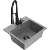 Mexen Milo chiuvetă de granit cu 1 compartiment cu baterie de bucătărie Aster, gri - 6505-71-73450-70-B