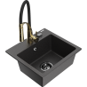 Mexen Milo chiuvetă de granit cu 1 compartiment și baterie de bucătărie Aster, negru punctat - 6505-76-73450-57-B