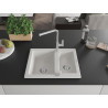 Mexen Carlos chiuvetă de bucătărie din granit cu 1,5 compartimente cu baterie Flora, albă - 6518-20-670401-00