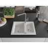 Mexen Carlos chiuvetă din granit cu 1,5 compartimente și baterie de bucătărie Flora, alb - 6518-20-670401-06
