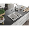 Mexen Carlos chiuvetă de bucătărie din granit cu 1,5 cuve cu baterie Flora, albă - 6518-20-670401-70-B