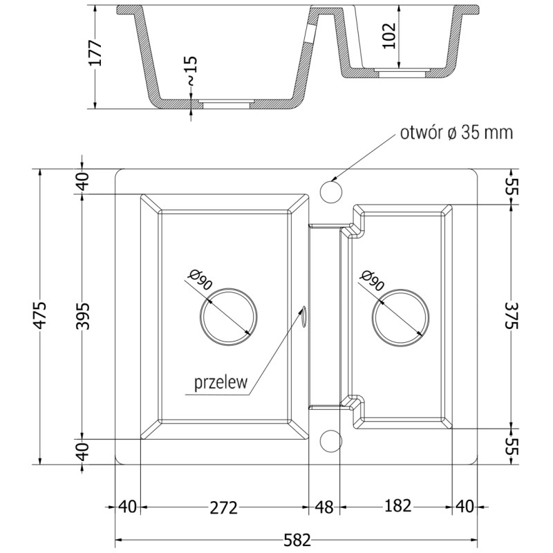 Mexen Carlos gránit mosogató 1,5 rekeszes konyhai csapteleppel Flora, bézs - 6518-69-670401-07-B