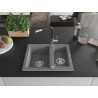 Mexen Carlos chiuvetă de granit 1,5-comparte cu baterie de bucătărie Flora, gri - 6518-71-670401-07