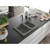 Mexen Carlos chiuvetă din granit cu 1,5 compartimente cu baterie de bucătărie Flora, gri - 6518-71-670401-07-B