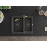 Mexen Carlos chiuvetă de bucătărie din granit cu 1,5 compartimente cu baterie Flora, negru cu puncte - 6518-76-670401-57-B