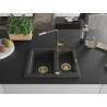 Mexen Carlos chiuvetă granit 1,5-camera cu baterie de bucătărie Flora, negru cu pete - 6518-76-670401-75-G