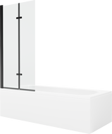 Mexen Vega cadă dreptunghiulară 180 x 80 cm cu panou și paravan 2-canate 80 cm, transparent, negru - 550118080X9208027000