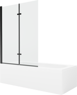 Cadă Mexen Vega dreptunghiulară 180 x 80 cm cu panou și paravan cu 2 aripi 120 cm, transparent, negru - 550118080X9212027000